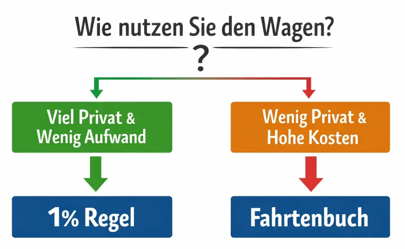 Entscheidungshilfe 1-Prozent-Regelung oder Fahrtenbuch Grafik